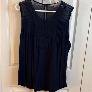 Daniel Rainn Navy Lace Detail Blouse